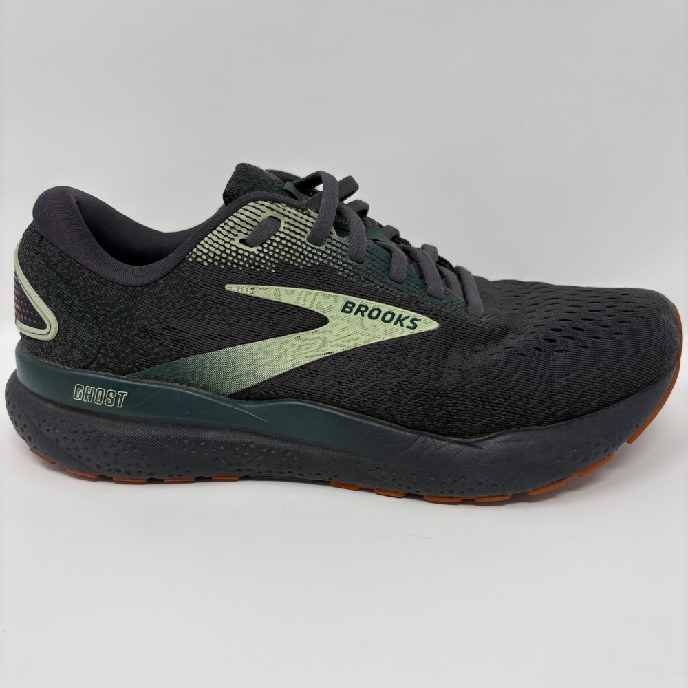 Brooks Ghost 16 Mens Size 8 Black Grey Green Athletic Running Shoes Sneakers